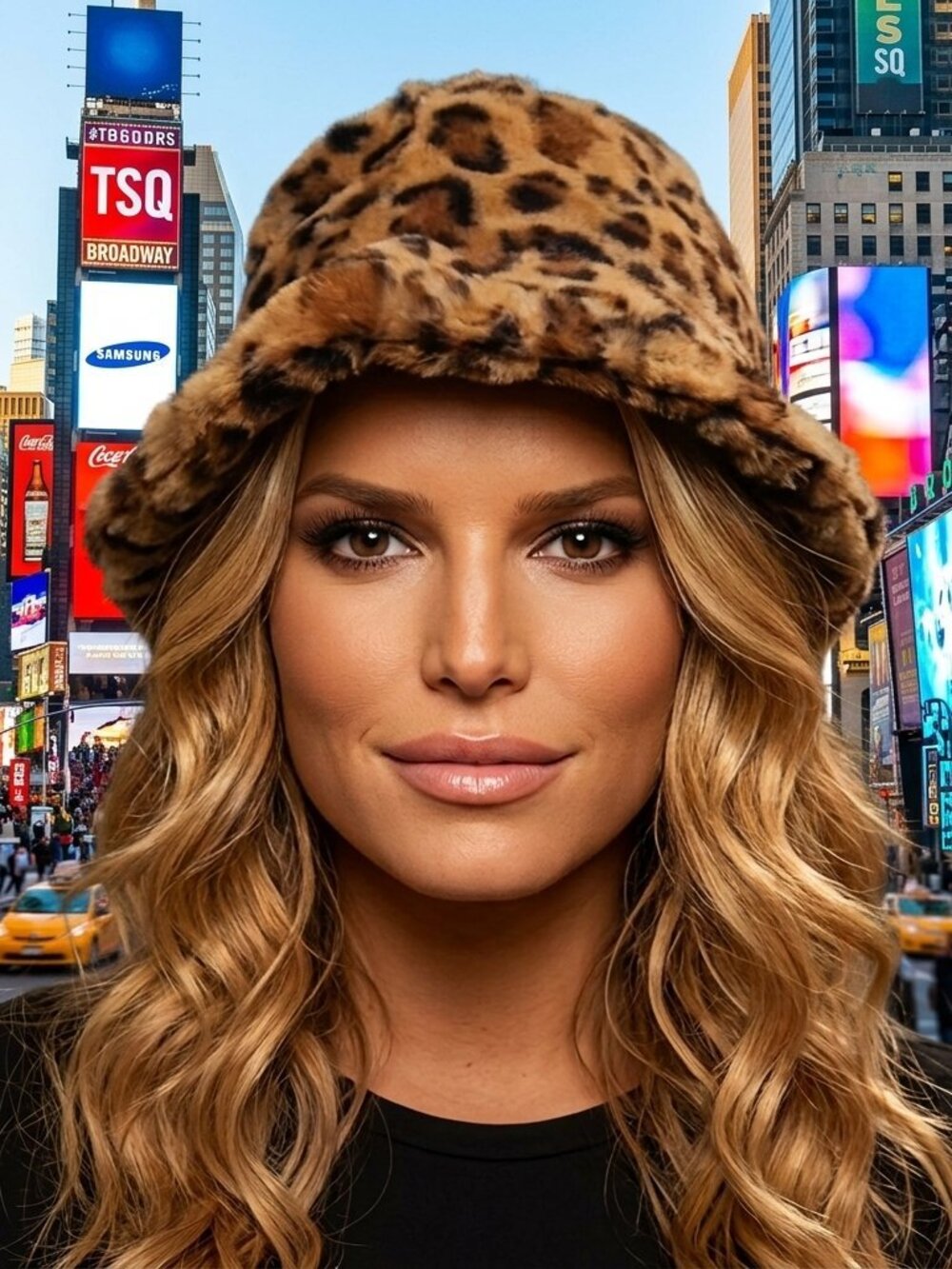 Jessica Simpson LEOPARD Print Faux Fur Hat